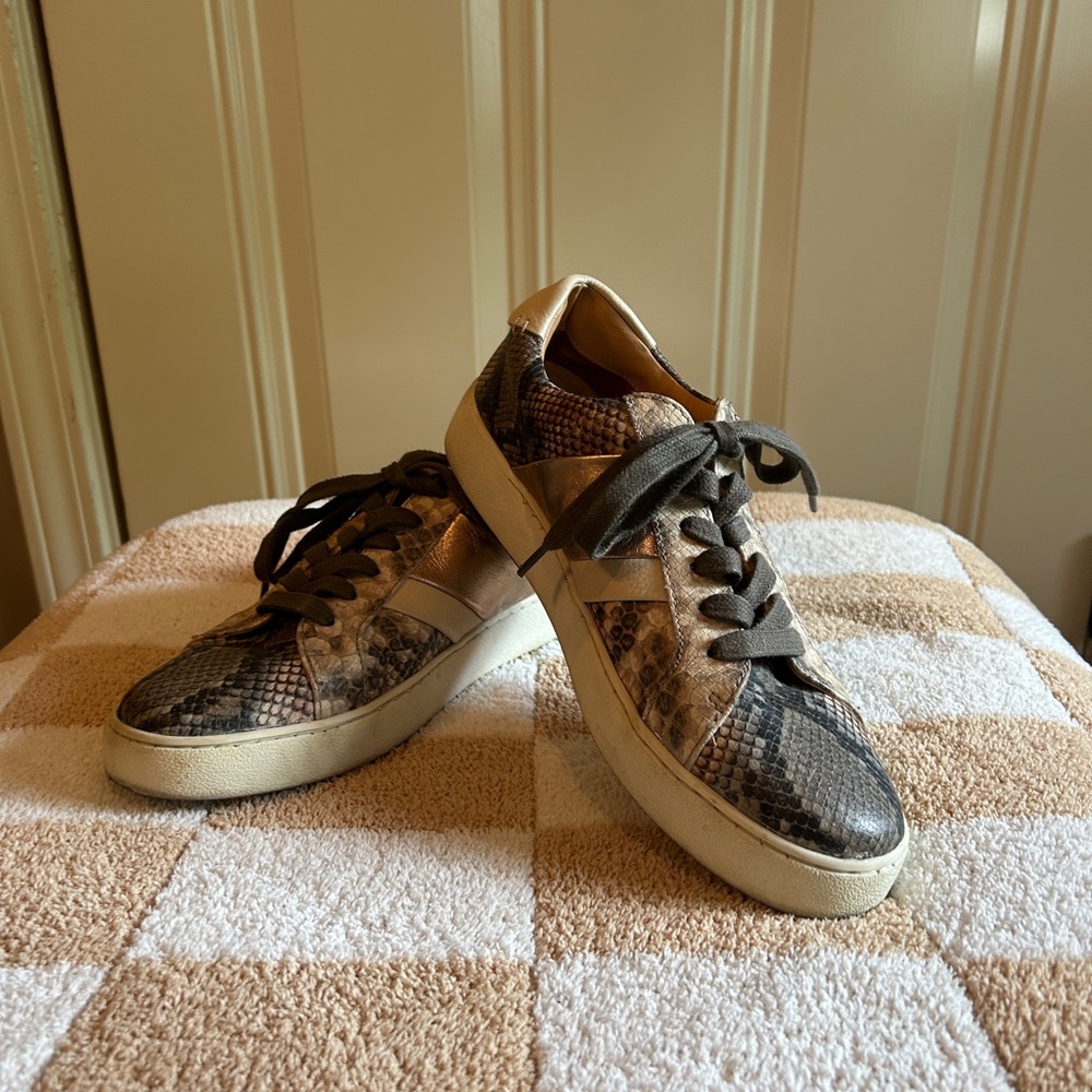 Frye Snakeskin Sneakers with Black Accents